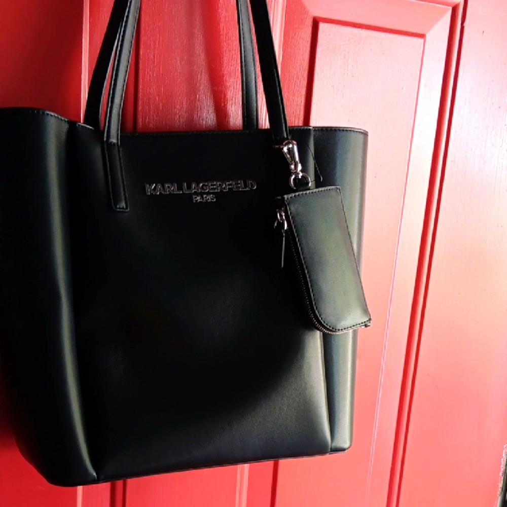 Karl Lagerfeld Black Tote with Keychain